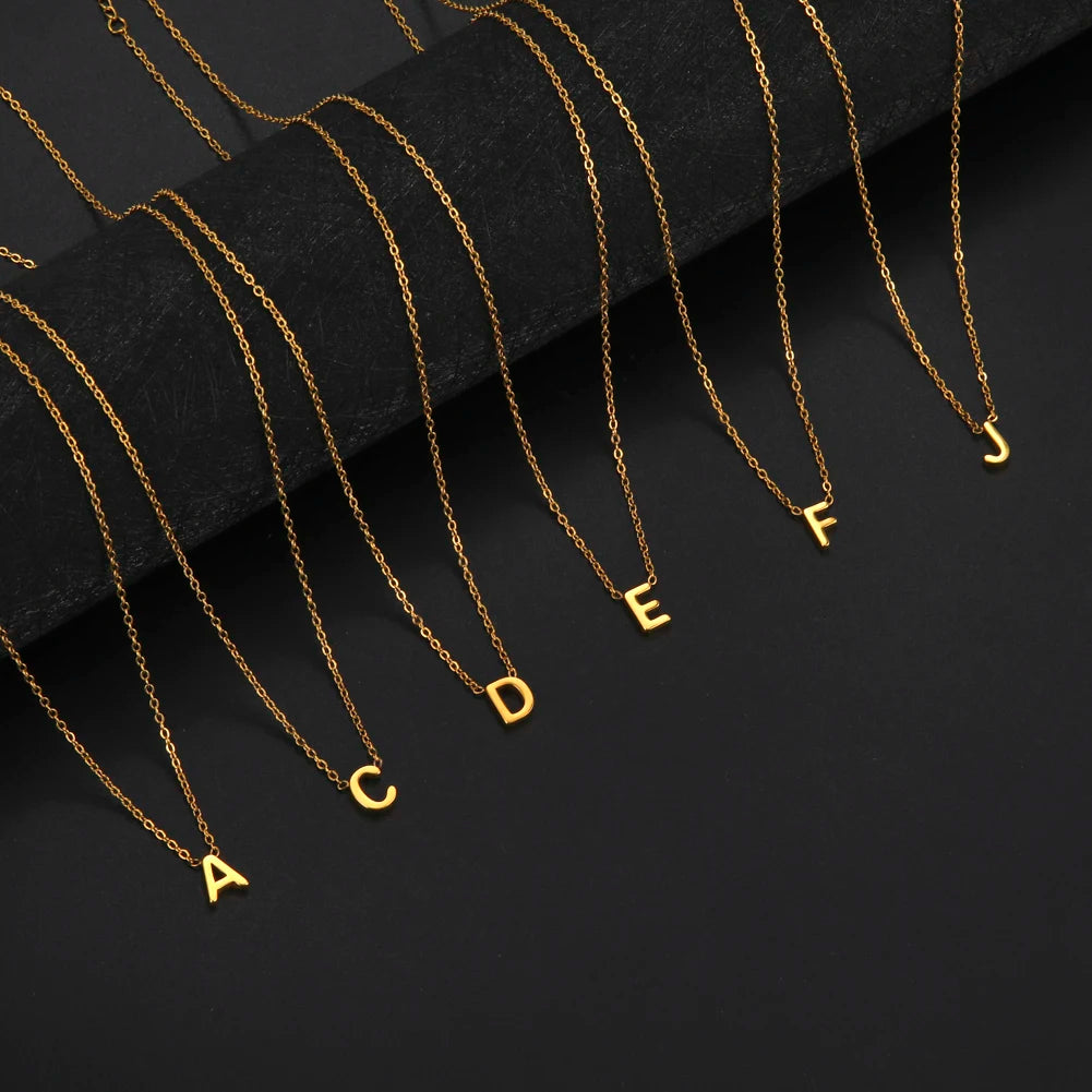 Cazador Minimalist Initial AZ Letter Necklace for Women Alphabet Stainless Steel Choker Chains Jewelry Birthday Gift Wholesale